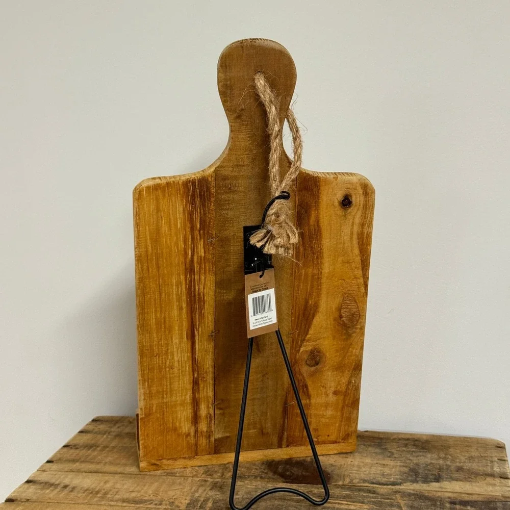 Creative Co-Op Wood Cookbook Tablet Holder White Dipped Stand Farmhouse Rustic
